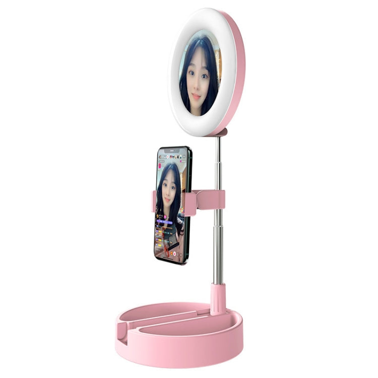 WK G3 Folding Storage Type Desktop Multi-function Live Light Makeup Mirror Holder (Pink) - Consumer Electronics by WK | Online Shopping UK | buy2fix