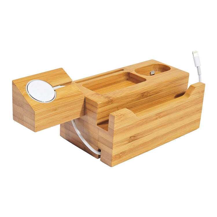 Multi-function Bamboo Charging Station Charger Stand Management Base with 3 USB Ports, For Apple Watch, AirPods, iPhone, UK Plug - Others by buy2fix | Online Shopping UK | buy2fix