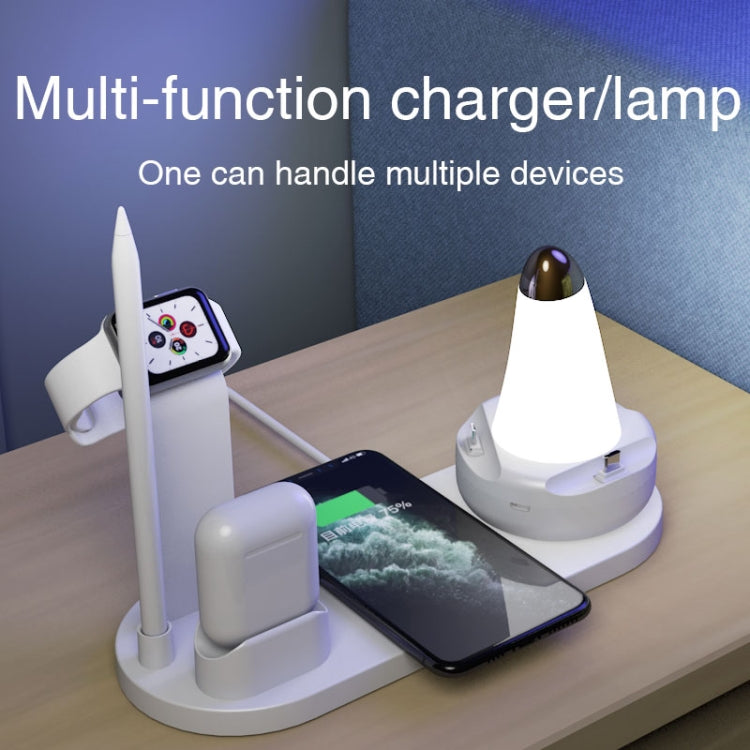 WS7 10W 2 USB Ports + USB-C / Type-C Port Multi-function Desk Lamp + Qi Wireless Charging Charger (Black) - Multifunction Charger by buy2fix | Online Shopping UK | buy2fix