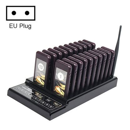 QC100 999 Channel Restaurant Wireless Paging Queuing Calling System with 20 Call Coaster Pagers, EU Plug - Security by buy2fix | Online Shopping UK | buy2fix