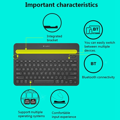 Logitech K480 Multi-device Bluetooth 3.0 Wireless Bluetooth Keyboard with Stand (Black) - Wireless Keyboard by Logitech | Online Shopping UK | buy2fix