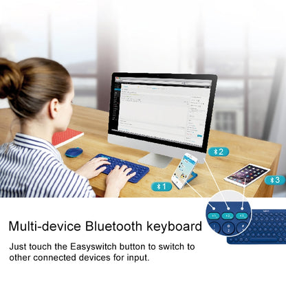 Logitech K380 Portable Multi-Device Wireless Bluetooth Keyboard (Blue) - Wireless Keyboard by Logitech | Online Shopping UK | buy2fix