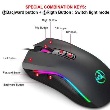 HXSJ A869 Type-C 7200dpi 6-modes Adjustable 7-keys RGB Light Wired Game Mouse - Computer & Networking by HXSJ | Online Shopping UK | buy2fix