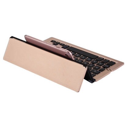 F18 Ultra-slim Rechargeable Foldable 58 Keys Bluetooth Wireless Keyboard with Holder (Gold) - Wireless Keyboard by buy2fix | Online Shopping UK | buy2fix