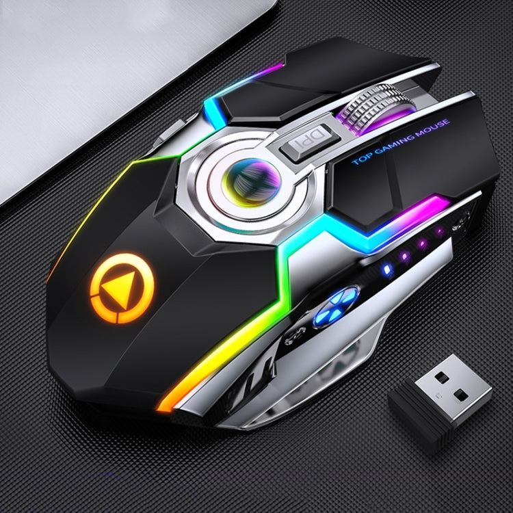 YINDIAO A5 2.4GHz 1600DPI 3-modes Adjustable Rechargeable RGB Light Wireless Silent Gaming Mouse (Black) - Wireless Mice by YINDIAO | Online Shopping UK | buy2fix