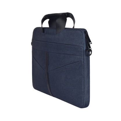 15.6 inch Breathable Wear-resistant Fashion Business Shoulder Handheld Zipper Laptop Bag with Shoulder Strap (Navy Blue) - 14.1 inch by buy2fix | Online Shopping UK | buy2fix