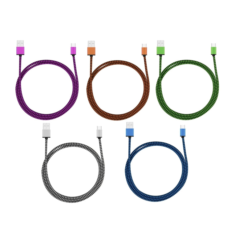 5 PCS 1m Wave Woven Style Metal Head USB 3.1 Type C to USB 2.0 Data / Charger Cable Kit - USB-C & Type-C Cable by buy2fix | Online Shopping UK | buy2fix