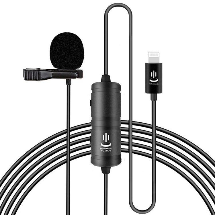 YICHUANG YC-VM40 8 Pin Port Dual Modes Lavalier Recording Microphone, Cable Length: 6m - Consumer Electronics by YICHUANG | Online Shopping UK | buy2fix