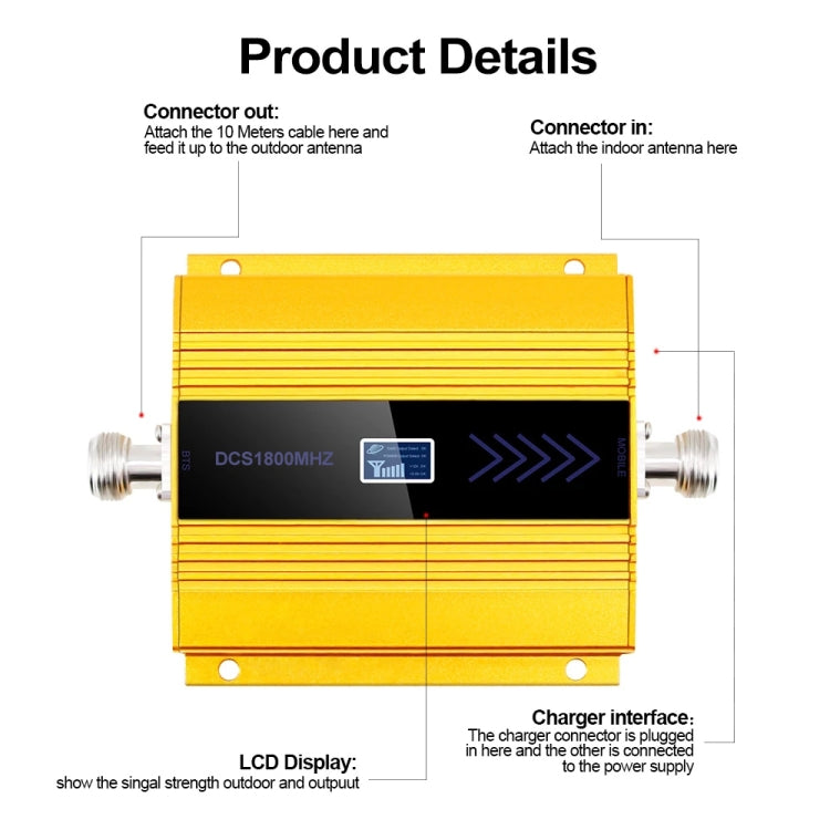 DCS-LTE 4G Phone Signal Repeater Booster, AU Plug(Gold) - Security by buy2fix | Online Shopping UK | buy2fix