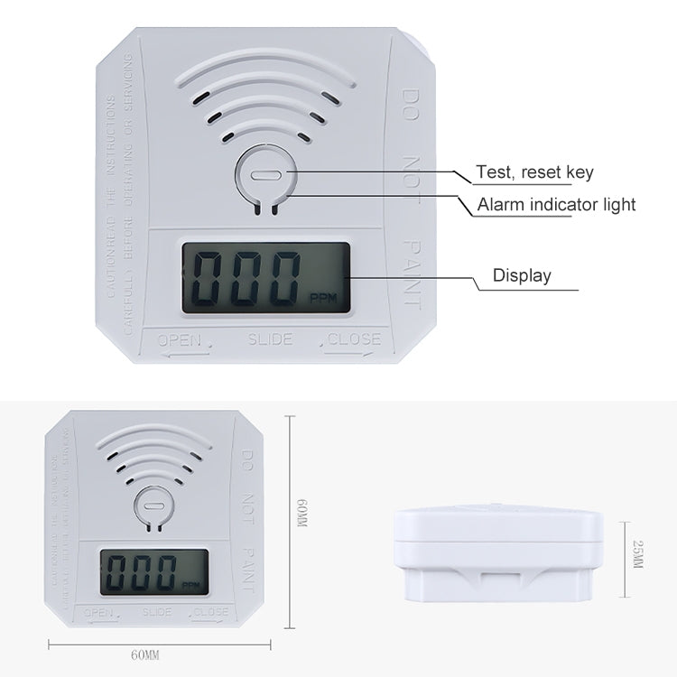 JSN-997 Mini LCD Digital Display Carbon Monoxide Detection Alarm without Battery - Security by buy2fix | Online Shopping UK | buy2fix