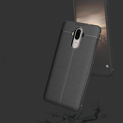 For Huawei  Mate 9 Litchi Texture Full Coverage TPU Protective Back Cover Case (Black) - Mobile Accessories by buy2fix | Online Shopping UK | buy2fix