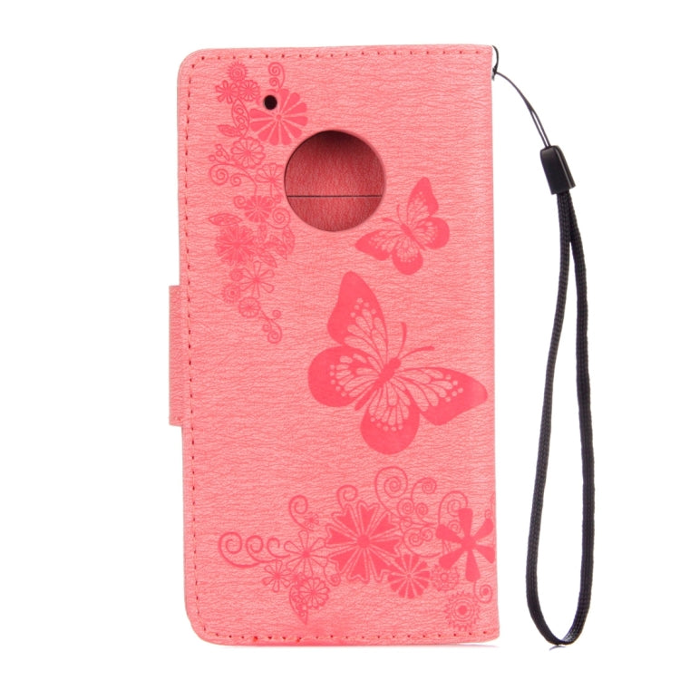 For Motorola Moto G5 Plus Pressed Flowers Butterfly Pattern Horizontal Flip Leather Case with Holder & Card Slots & Wallet(Pink) - Motorola Cases by buy2fix | Online Shopping UK | buy2fix