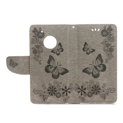 For Motorola Moto G5 Plus Pressed Flowers Butterfly Pattern Horizontal Flip Leather Case with Holder & Card Slots & Wallet(Grey) - Motorola Cases by buy2fix | Online Shopping UK | buy2fix