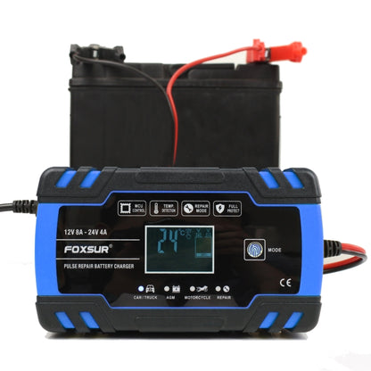 FOXSUR 12V-24V Car Motorcycle Truck Repair Battery Charger AGM Charger, EU Plug (Blue) - Battery Charger by FOXSUR | Online Shopping UK | buy2fix