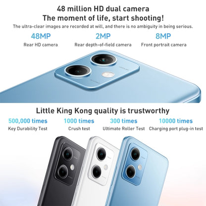 Xiaomi Redmi Note 12 5G, 48MP Camera, 8GB+256GB, Dual Back Cameras, 5000mAh Battery, Side Fingerprint Identification, 6.67 inch MIUI 13 Qualcomm Snapdragon 4 Gen1 Octa Core up to 2.0GHz, Network: 5G, Dual SIM, IR, Not Support Google Play(Blue) - Xiaomi Redmi by Xiaomi | Online Shopping UK | buy2fix