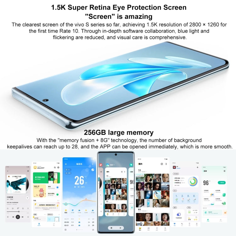 vivo S17 Pro 5G, 50MP Camera, 8GB+256GB, Triple Back Cameras, Srceen Fingerprint Identification, 4600mAh Battery, 6.78 inch Android 13 OriginOS 3 Dimensity 8200 Octa Core up to 3.1GHz, OTG, NFC, Network: 5G(Blue) - vivo by vivo | Online Shopping UK | buy2fix