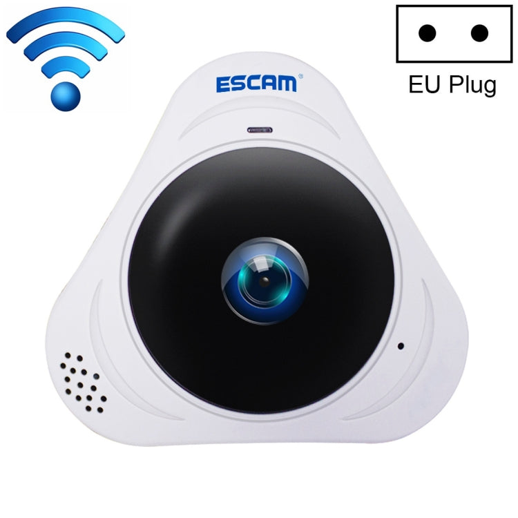 ESCAM Q8 960P 360 Degrees Fisheye Lens 1.3MP WiFi IP Camera, Support Motion Detection / Night Vision, IR Distance: 5-10m, EU Plug(White) - 360 Degree Camera by ESCAM | Online Shopping UK | buy2fix