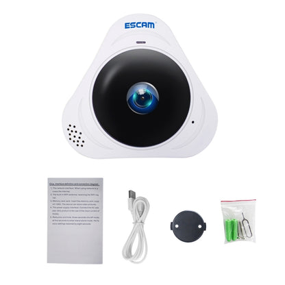 ESCAM Q8 960P 360 Degrees Fisheye Lens 1.3MP WiFi IP Camera, Support Motion Detection / Night Vision, IR Distance: 5-10m, EU Plug(White) - 360 Degree Camera by ESCAM | Online Shopping UK | buy2fix