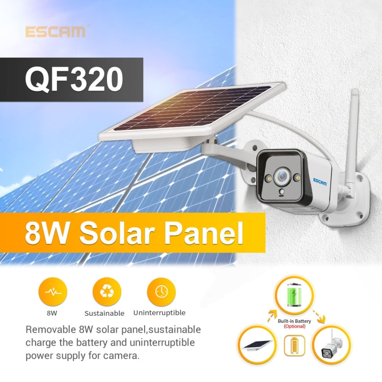 ESCAM QF320 HD 1080P 4G Solar Panel IP Camera, Support Night Vision & TF Card & PIR Motion Detection & Two Way Audio - Dome Camera by ESCAM | Online Shopping UK | buy2fix