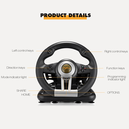 PXN-V3 Racing Game Steering Wheel for PC / PS3 / 4 / xbox one / switch(Orange) - Gamepads by buy2fix | Online Shopping UK | buy2fix