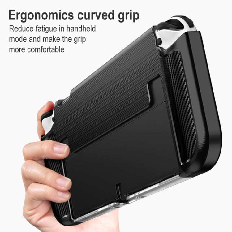 Carbon Fiber TPU Shockproof Protective Case For Nintendo Switch OLED(Black) - Cases by buy2fix | Online Shopping UK | buy2fix