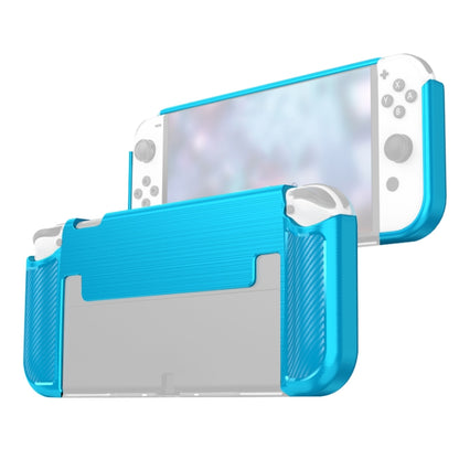 Carbon Fiber TPU Shockproof Protective Case For Nintendo Switch OLED(Blue) - Cases by buy2fix | Online Shopping UK | buy2fix