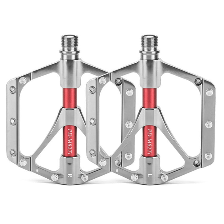 PROMEND PD-M82-TI 1 Pair Mountain Bicycle Titanium Alloy Shaft 3-Bearings Wide Pedals (Silver) - Pedals by PROMEND | Online Shopping UK | buy2fix