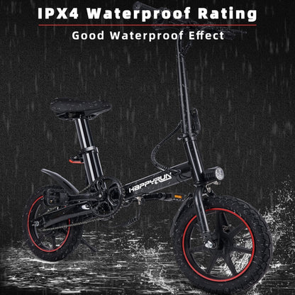 [EU Warehouse] HAPPYRUN HR-X40 350W 36V / 6AH Electric Bicycle with 14 inch Tires, EU Plug(Black) - Electric Bicycles by buy2fix | Online Shopping UK | buy2fix