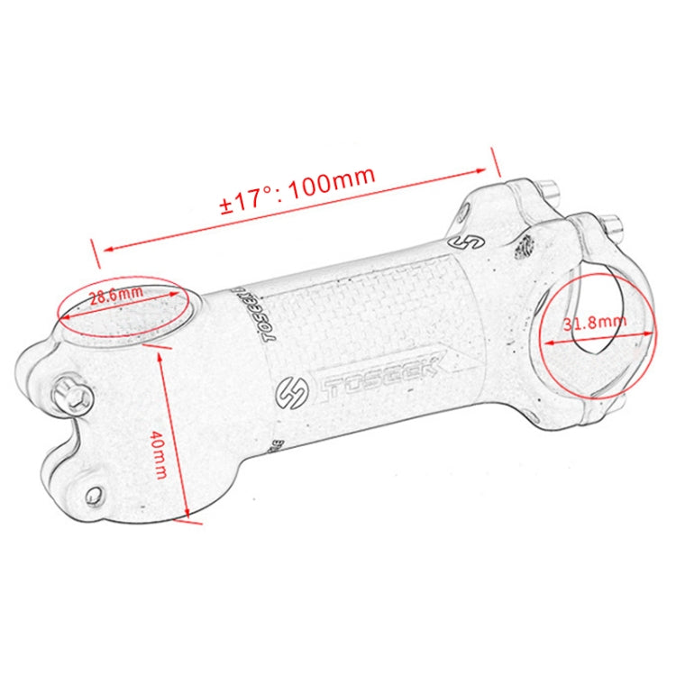 TOSEEK Road Mountain Bike Ultra-light Handlebar Stem Riser Faucet, Size: 17 Degree, 100mm (Matte) - Bicycle Grips by TOSEEK | Online Shopping UK | buy2fix