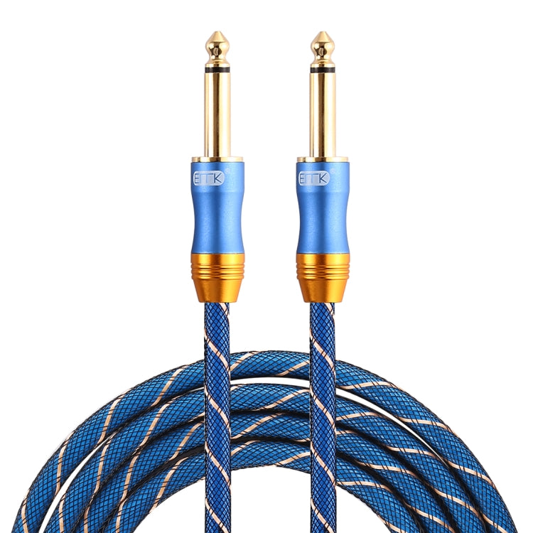 EMK 6.35mm Male to Male 3 Section Gold-plated Plug Grid Nylon Braided Audio Cable for Speaker Amplifier Mixer, Length: 1.5m(Blue) - Consumer Electronics by EMK | Online Shopping UK | buy2fix