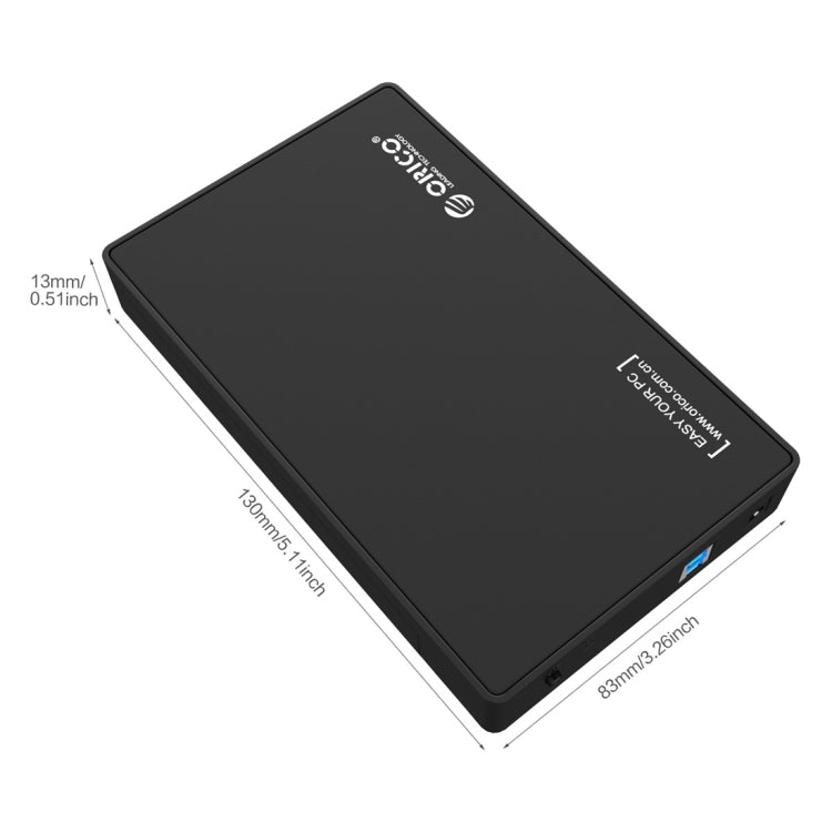 ORICO 3588US3 USB 3.0 Type-B 2.5 / 3.5 inch SSD / SATA HDD Enclosure Storage Hard Disk Box for Laptop Computer Desktop PC(Black) - HDD Enclosure by ORICO | Online Shopping UK | buy2fix