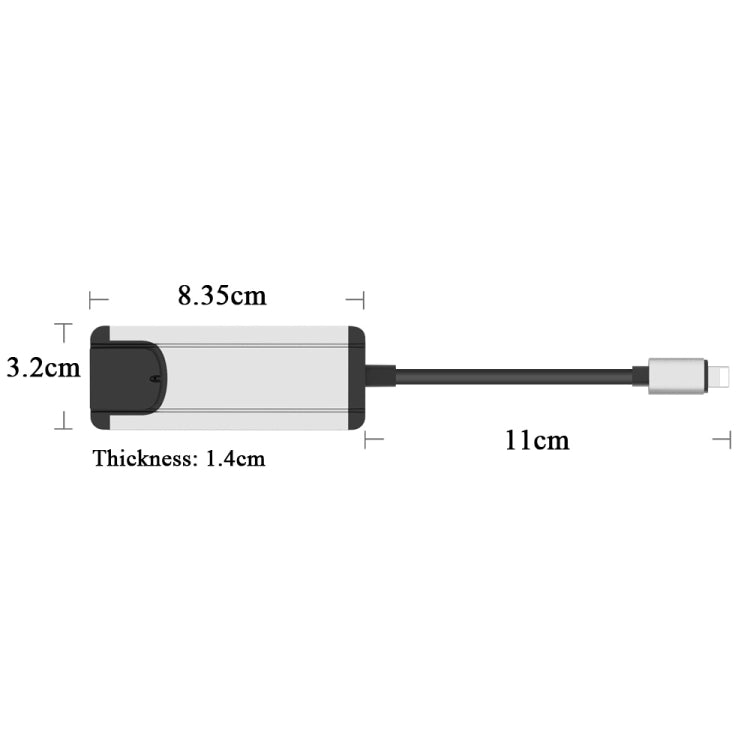 Onten 75002 8PIN to RJ45 Hub USB 2.0 Adapter(Silver) - USB 2.0 HUB by Onten | Online Shopping UK | buy2fix