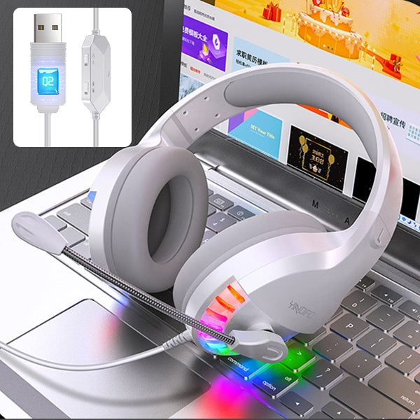 YINDIAO Q2 Head-mounted Wired Gaming Headset with Microphone, Version: Single USB Sound Card(White) - Multimedia Headset by YINDIAO | Online Shopping UK | buy2fix