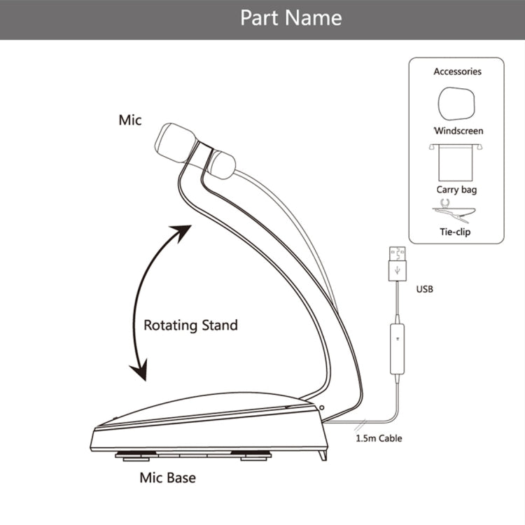 Yanmai SF-911B USB 2.0 Professional Condenser Sound Recording Microphone with Base Holder, Cable Length: 1.5m, Compatible with PC and Mac for Live Broadcast Show, KTV, etc.(Black) - Consumer Electronics by Yanmai | Online Shopping UK | buy2fix