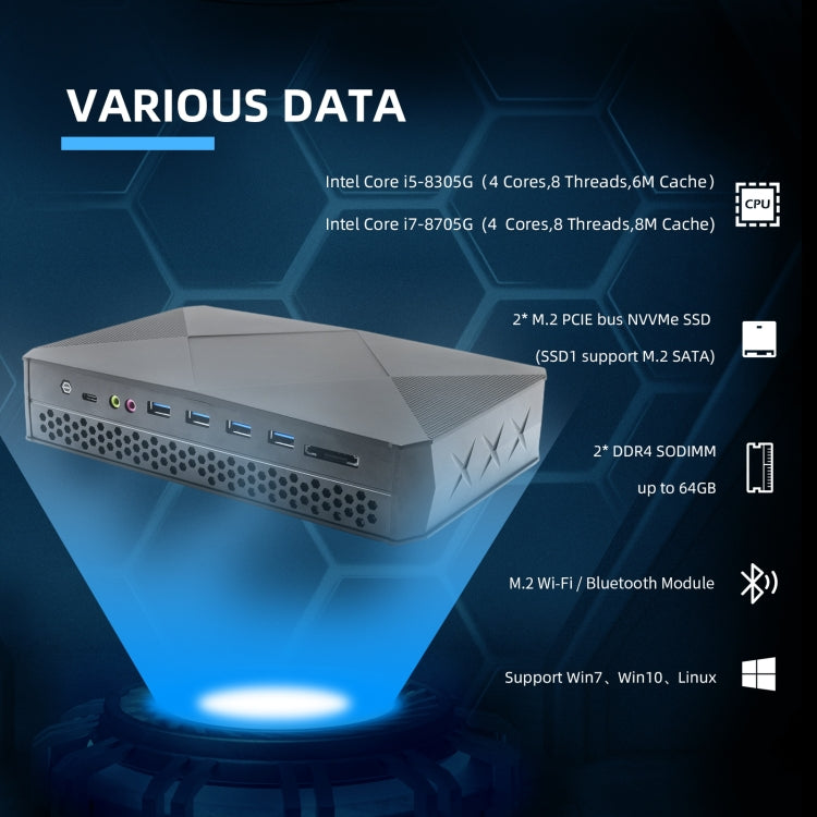 HYSTOU F9 Windows 10 / Linux System Gaming Mini PC, Intel Core i7-8809G 4 Core 8M Cache up to 4.20GHz, 16GB RAM+ 512GB SSD, AU Plug - Windows Mini PCs by HYSTOU | Online Shopping UK | buy2fix