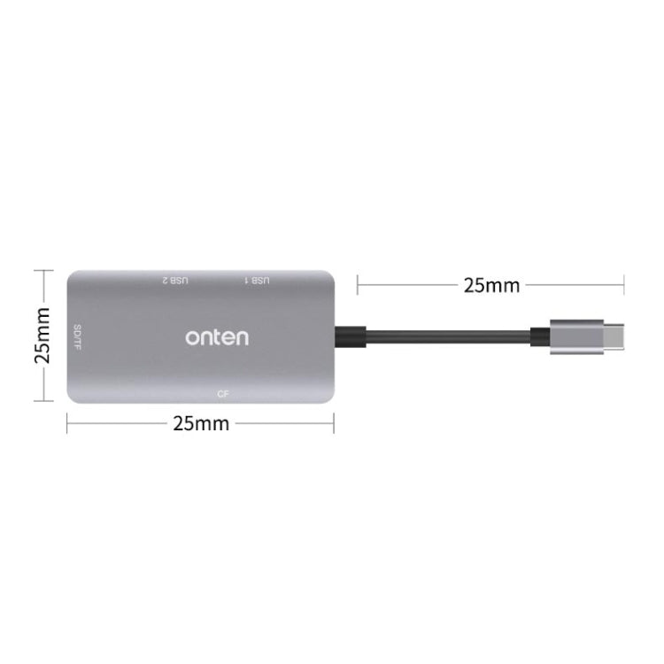 Onten 91882 5 In 1 USB3.0 x3 + SD + TF + CF Type-C / USB-C OTG Multi-function Card Reader - Card Reader by Onten | Online Shopping UK | buy2fix