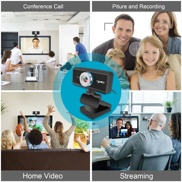 HXSJ S4 1080P Adjustable 180 Degree HD Manual Focus Video Webcam PC Camera with Microphone(Black) - HD Camera by HXSJ | Online Shopping UK | buy2fix