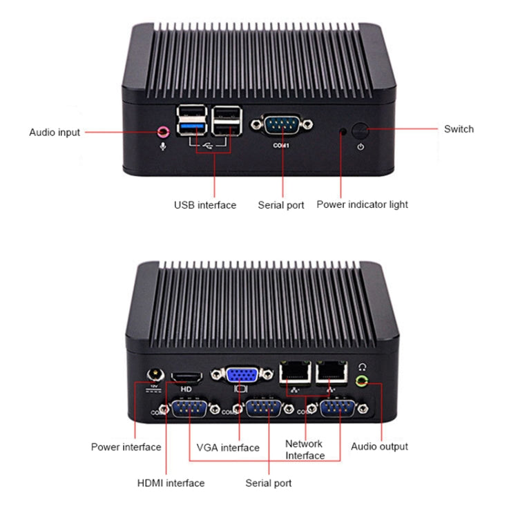 Fanless Mini Industrial Control PC with 4 USB Ports & RS-232 COM Port, 8GB RAM, Intel Celeron N2920 2.0GHz Quard Core, Support Bluetooth 4.0 & 2.4G / 5.0G Dual-band WiFi(Black) - Computer & Networking by buy2fix | Online Shopping UK | buy2fix