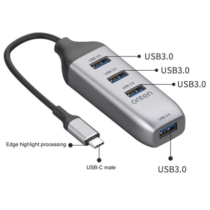 Onten 95118U 4 in 1 USB-C / Type-C to 4 USB 3.0 Ports Multifunctional HUB Converter Docking Station - Computer & Networking by Onten | Online Shopping UK | buy2fix