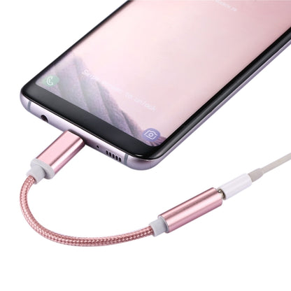 USB-C / Type-C Male to 3.5mm Female Weave Texture Audio Adapter, Length: about 10cm(Rose Gold) - Type-C Adapter by buy2fix | Online Shopping UK | buy2fix