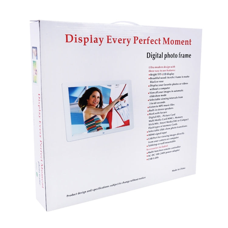 15.0 inch LED Display Digital Photo Frame with Holder / Remote Control, Allwinner, Support USB / SD Card Input / OTG(Black) - Consumer Electronics by buy2fix | Online Shopping UK | buy2fix
