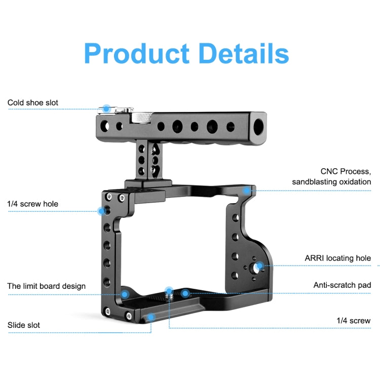 PULUZ Video Camera Cage Stabilizer with Handle for Sony A6600 / ILCE-6600(Black) - Camera Accessories by PULUZ | Online Shopping UK | buy2fix