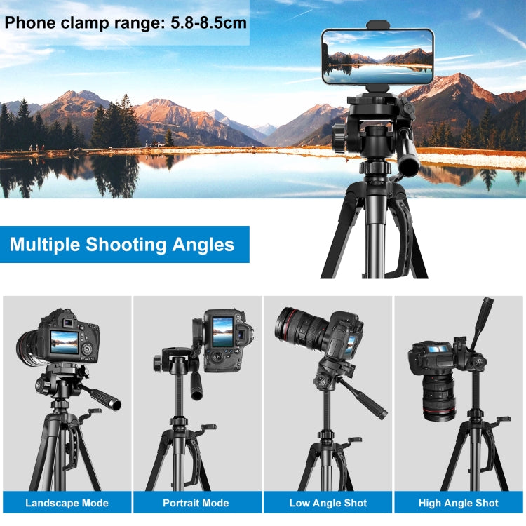 PULUZ Aluminum Selfie Live Tripod Mount with Three-dimensional Head & Phone Clamp(Black) - Tripods by PULUZ | Online Shopping UK | buy2fix