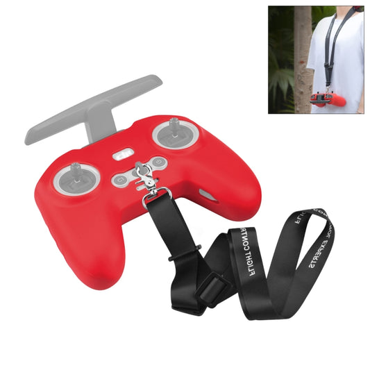 For DJI FPV Combo Remote Control PULUZ Silicone Protective Case with Neck Strap(Red) - DJI & GoPro Accessories by PULUZ | Online Shopping UK | buy2fix