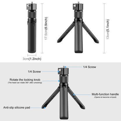 For Insta360 X3 / X4 PULUZ Rotary Handle Desktop Tripod Stand (Black) - Self Monopod Grip by PULUZ | Online Shopping UK | buy2fix