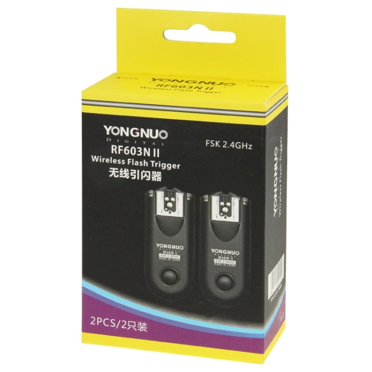 2 PCS YONGNUO RF603N II FSK 2.4GHz Wireless Flash Trigger with N1 Shutter Connecting Cable - Camera Accessories by YONGNUO | Online Shopping UK | buy2fix