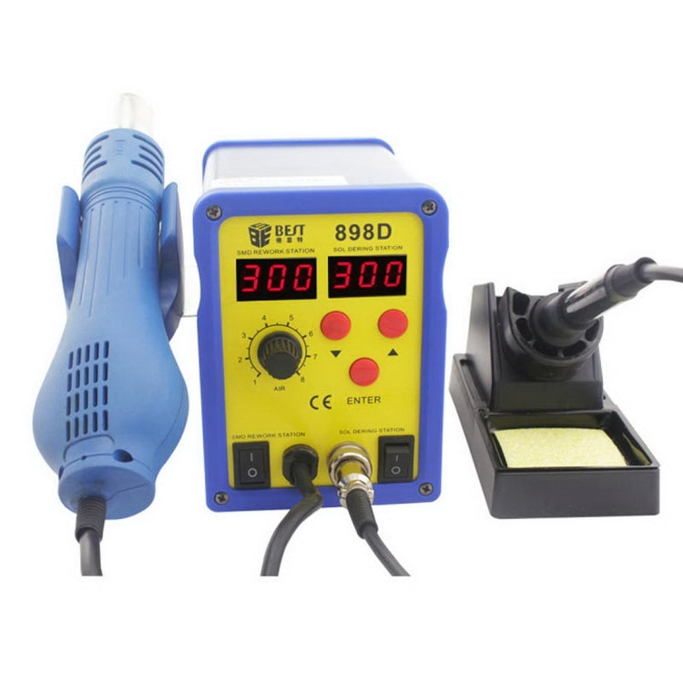 BEST BST-898D 2 in 1 AC 220V 720W LED Displayer Helical Wind Adjustable Temperature Unleaded Hot Air Gun + Solder Station & Soldering Iron(Blue) - Heat Guns by BEST | Online Shopping UK | buy2fix