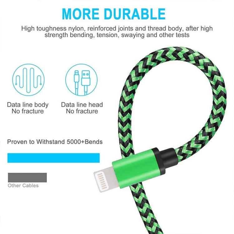 2A Woven Style USB to 8 Pin Sync Data / Charging Cable, Cable Length: 1m(Green) - Normal Style Cable by buy2fix | Online Shopping UK | buy2fix