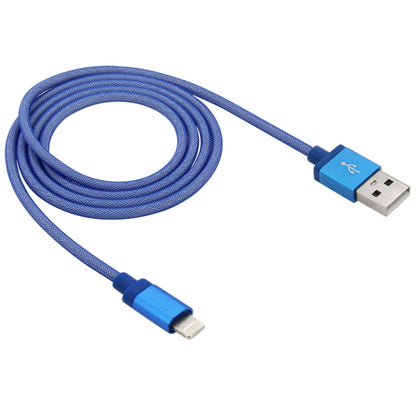 Net Style Metal Head 8 Pin to USB Data / Charger Cable, Cable Length: 1m(Blue) - Normal Style Cable by buy2fix | Online Shopping UK | buy2fix