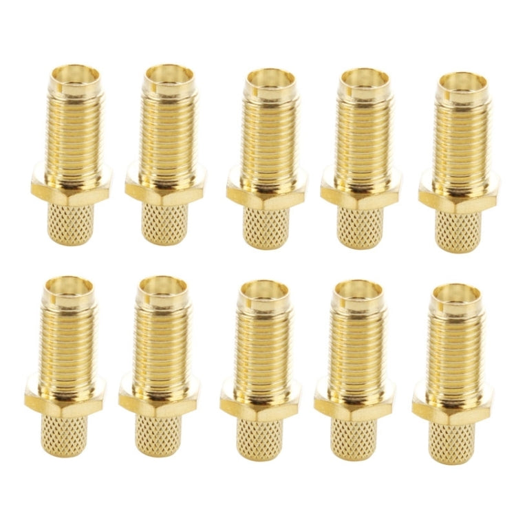 10 PCS Gold Plated SMA Female Crimp RF Connector Adapter for RG58 / RG400 / RG142 / LMR195 Cable - Connectors by buy2fix | Online Shopping UK | buy2fix